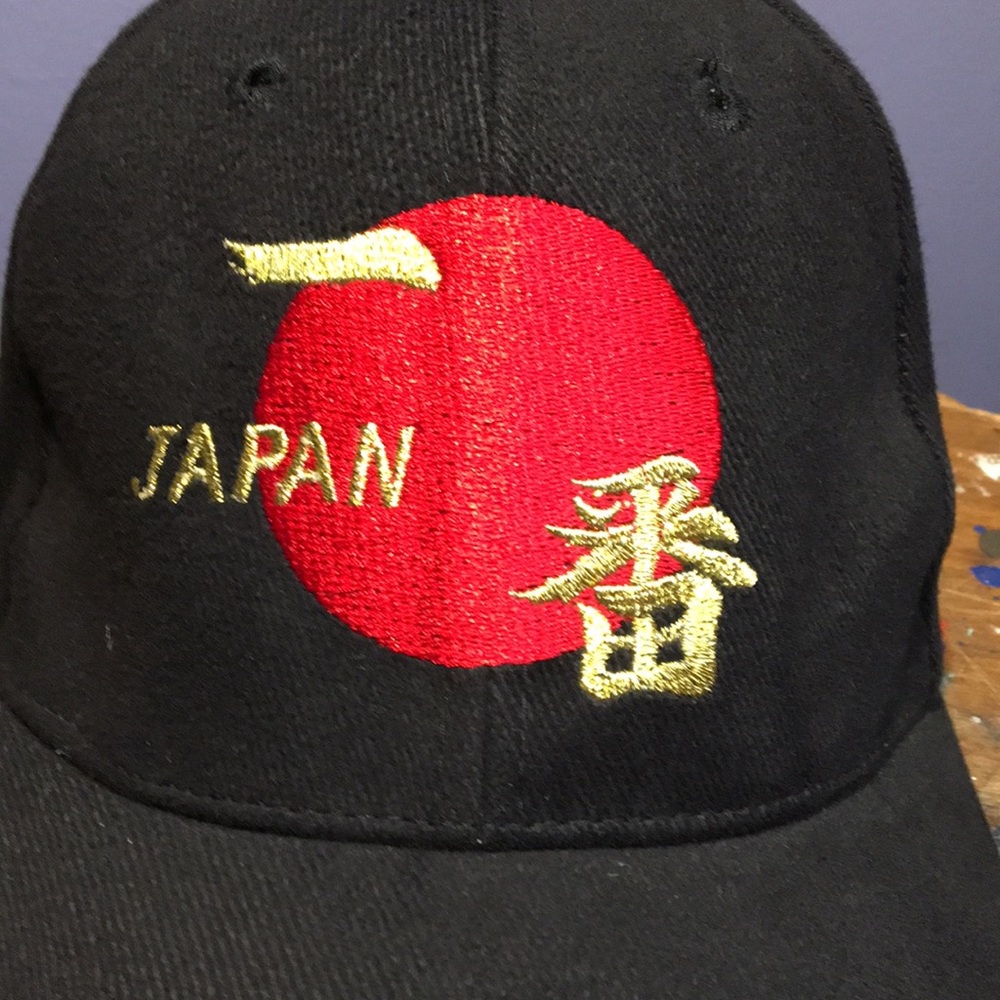 Japan black full 6 panel cap adjustable back strap hat - Picture 3 of 9